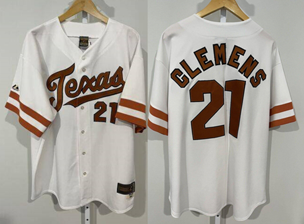 Men's Texas Longhorns #21 Roger Clemens White Stitched Jersey Men's Texas Longhorns #21 Roger Clemens White Stitched Jersey